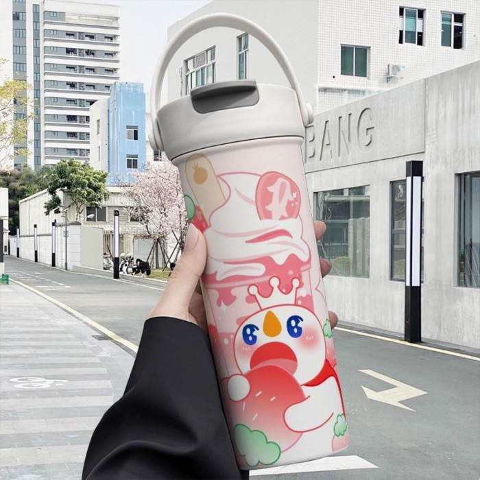 Cốc giữ nhiệt cầm tay ngoại vi Mixue Bingchen 316 ống hút bằng thép không gỉ uống đôi cốc cà phê và