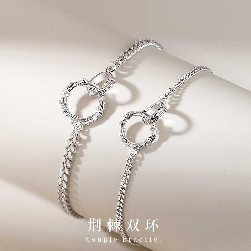 Vòng tay bạc đôi gai Mobius, thiết kế Hàn Quốc cho nam và nữ