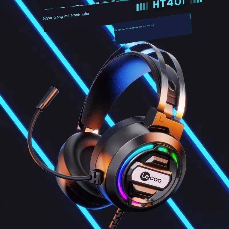 Tai nghe chơi game có dây Laiku H401, thể thao điện tử RxGB, phát sáng, đeo tai, USB 7.1 với micro