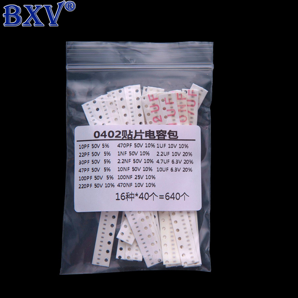 Bộ Tụ Điện SMD 16 Giá Trị - 0201 0402 Hộp Phân Loại MLCC Mỗi 40 Chiếc (10pF-10μF)