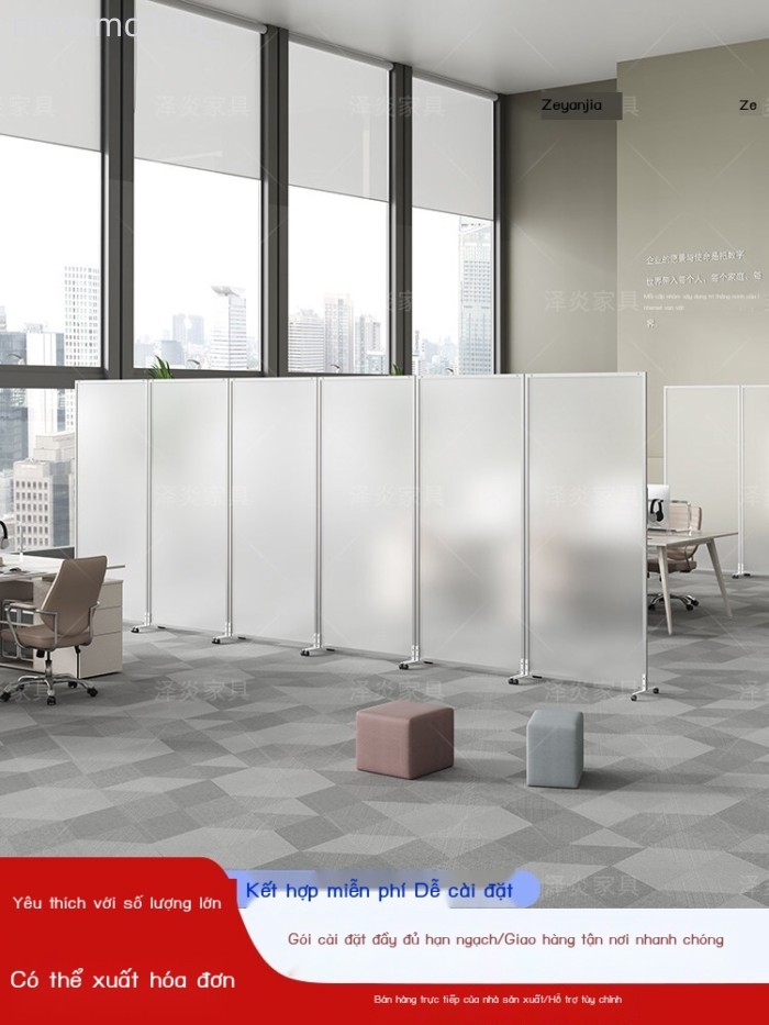 Vách văn phòng, tấm panel acrylic mờ hiện đại đơn giản, có thể gấp gọn và di chuyển, vách ngăn dễ l