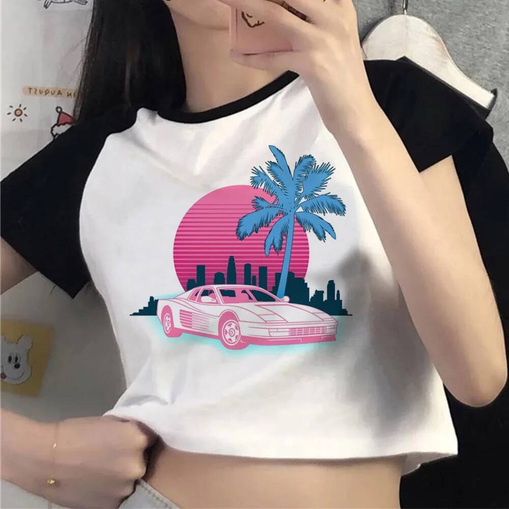 Miami Vice crop top girl goth grunge kawaii áo thun gothic baddie nhật bản meme Goth