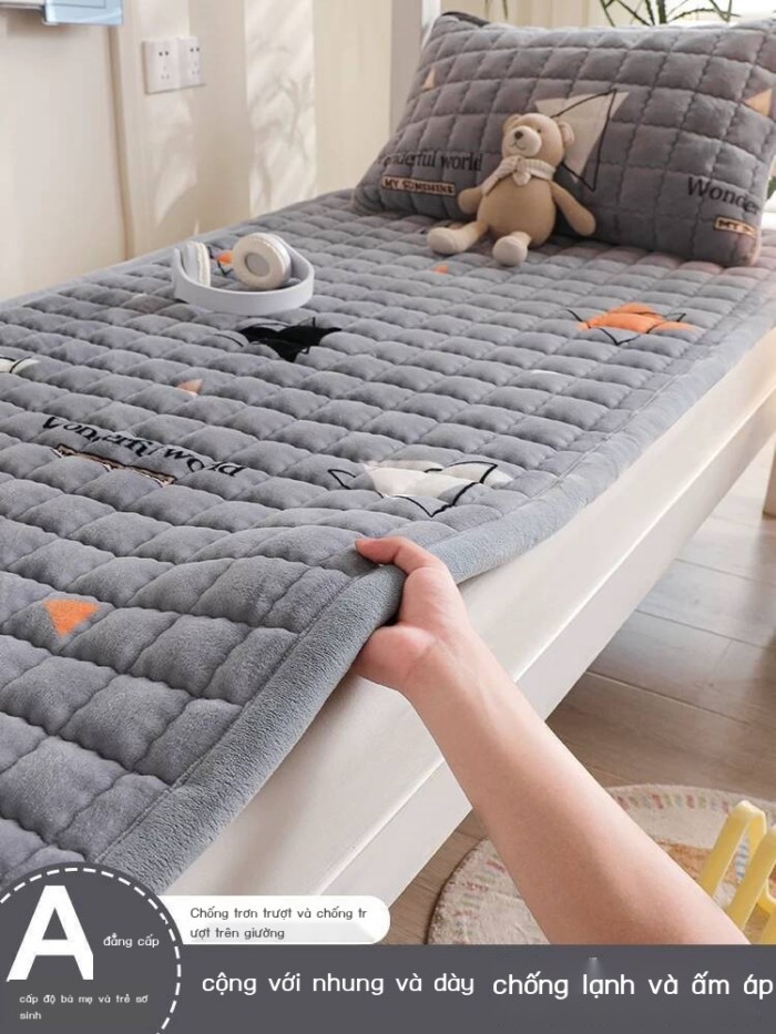 Nệm nhung sữa mùa đông dành cho ký túc xá sinh viên, kích thước đơn 90x190, đệm nệm flannel dày dặn