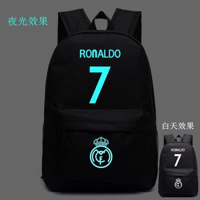 Luminous Real Madrid Ronaldo No. 7 Real Madrid Men's And Women's Backpack Canvas School Bag Champio