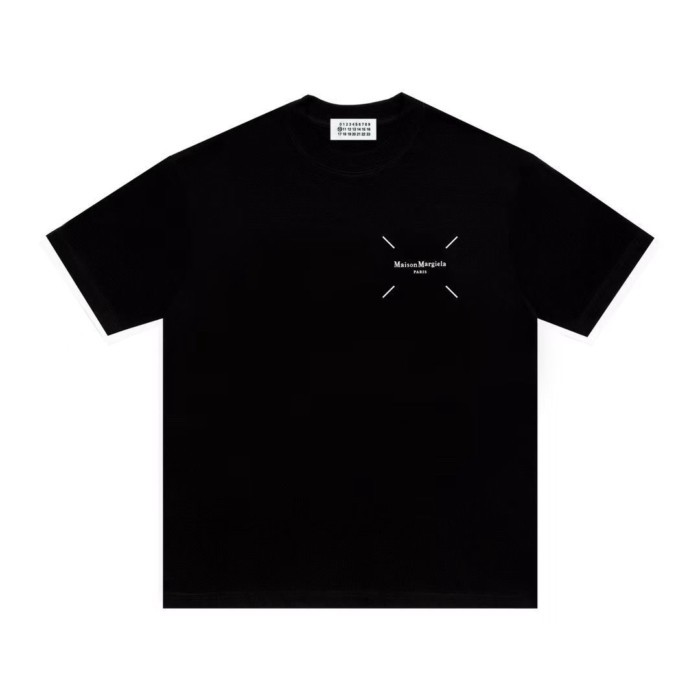 [Maison Margiela] 26SS Maison Margiela Nhãn dán Logo bốn góc in hình cổ tròn ngắn tay