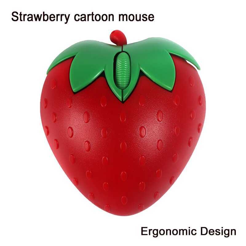 3D Mini Hoạt Hình Dễ Thương Dâu Có Dây / Chuột Không Dây USB Quang Cho Laptop PC Game Thủ Dâu Máy Tí