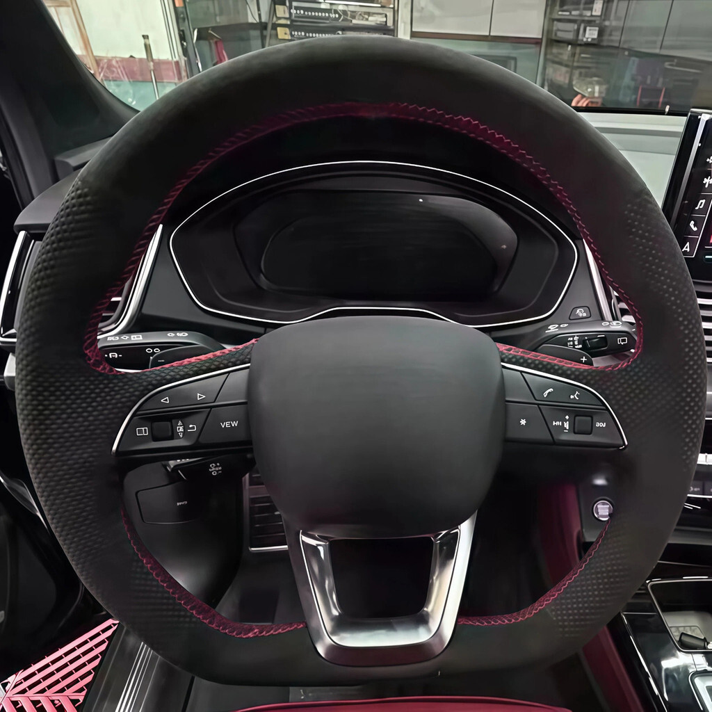 DIY Da Nhân Tạo Tùy Chỉnh Tay Khâu Vô Lăng Ô Tô Dành Cho Xe Audi Q3 Q5 SQ5 SQ5 Sportback Q7 SQ7 Q8 S