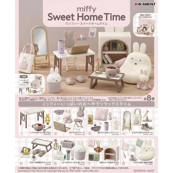 Shiwan RE-MENT miffy Rabbit Sweet Home Time miffy Room Hộp tái tạo thu nhỏ Trứng