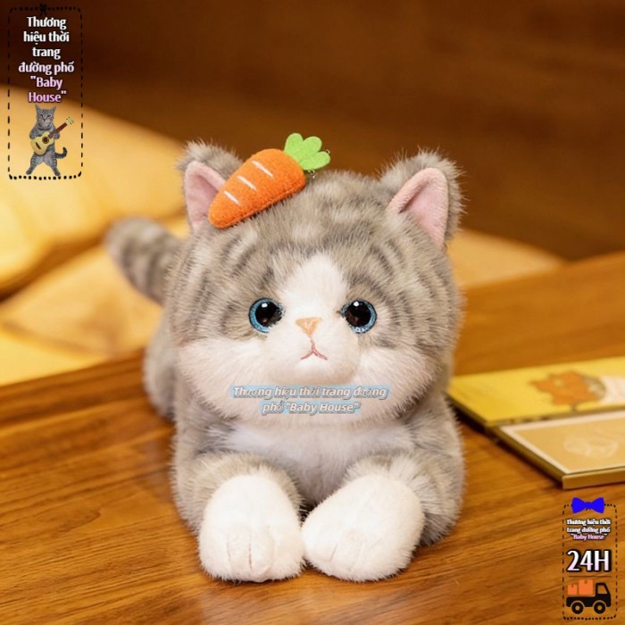 Mô phỏng búp bê mèo, đồ chơi nhồi bông mèo con meo meo dễ thương, đồ chơi chữa bệnh cho trẻ em, quà