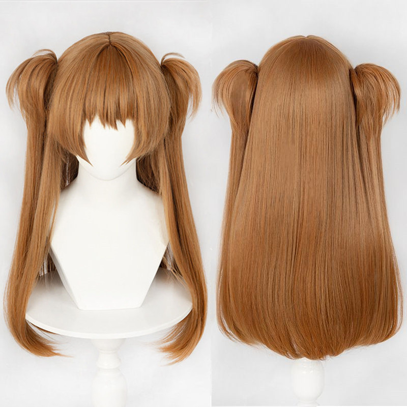 Tóc giả cosplay Eva Neon Genesis Evangelion Asuka màu cam, đôi đuôi ngựa hổ kẹp miệng, dùng cho anim