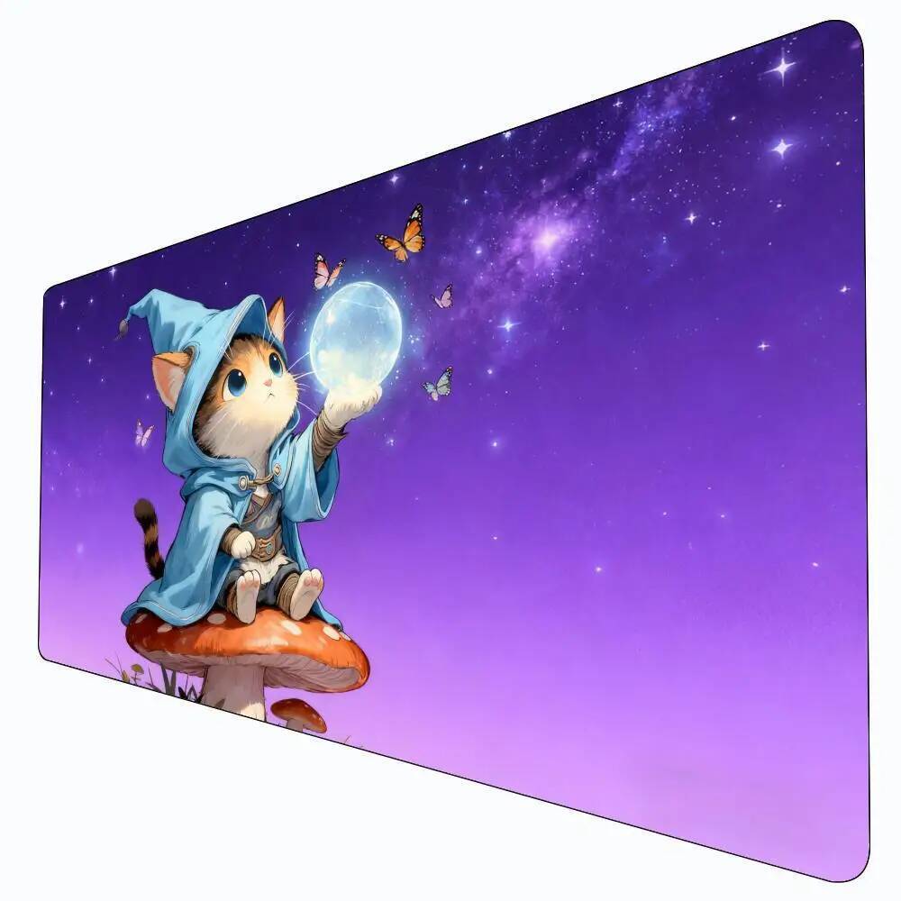 Mèo phù thủy và bầu trời đầy sao chủ đề MTG Playmat Magic Card Battle Mat Chống trượt Bền 35X60CM Co