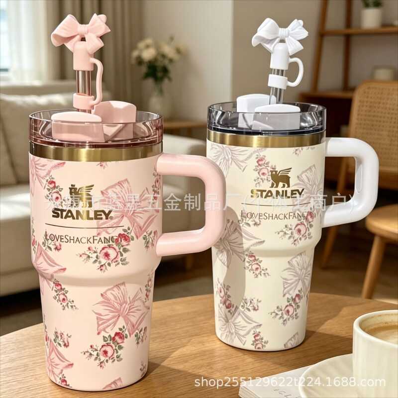 Stanley Cup Flower Series Thermos Cup Stanley Car Cup 304 Thép không gỉ 40 / 20oz Thermos Cup