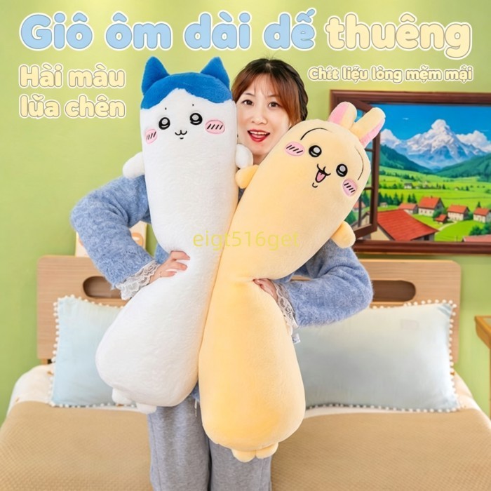 Gối ôm dài ngủ Chiikawa Hachiware Usagi, gấu bông phụ kiện anime, gối ôm ngủ dễ thương cho nữ