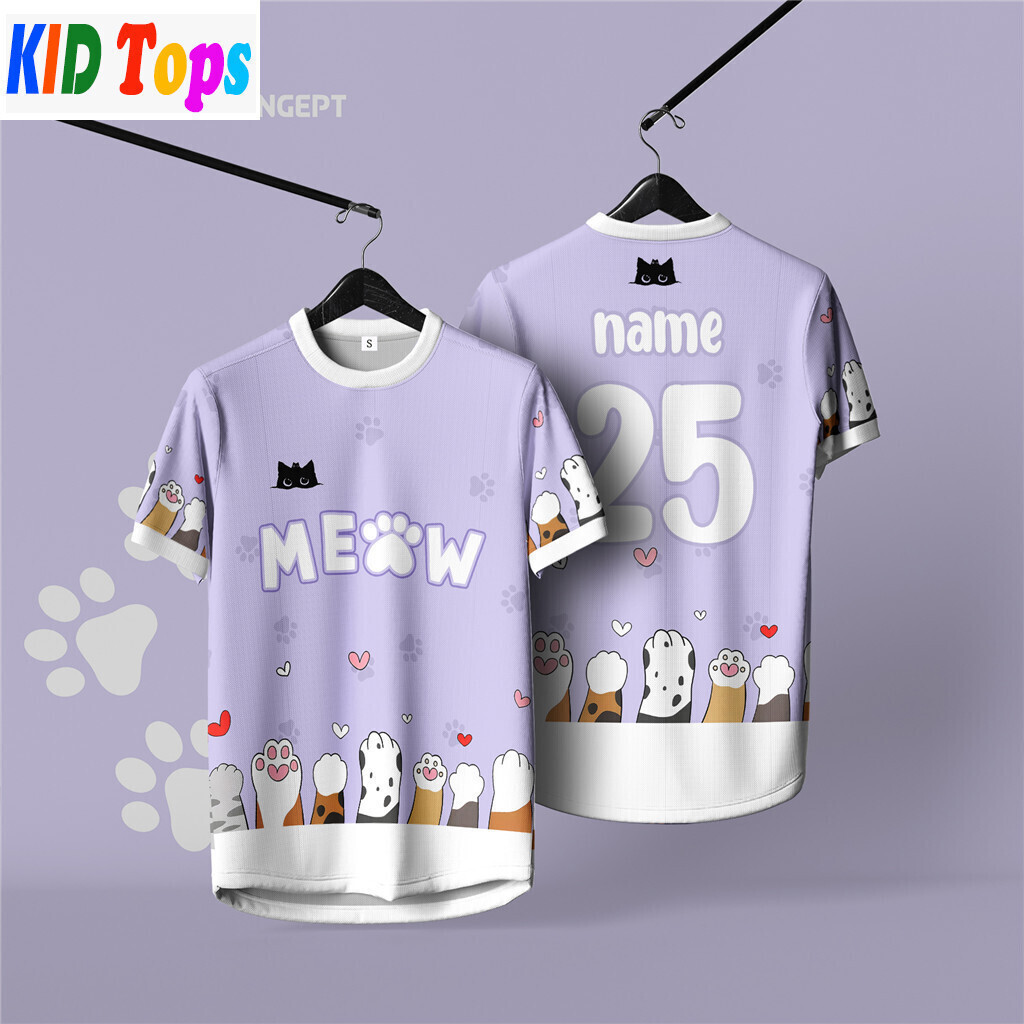 [Tùy chỉnh miễn phí] Healing Cat Sweet Style Custom Name Jersey Áo Jersey đội khô nhanh cho trẻ em