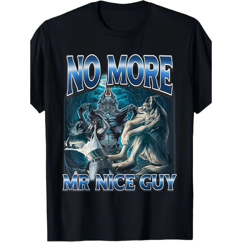 Nam Vui Nhộn Alpha Wolf No More Mr. Áo thun họa tiết Nice Guy Bold Statement Wolf Pack Design with W