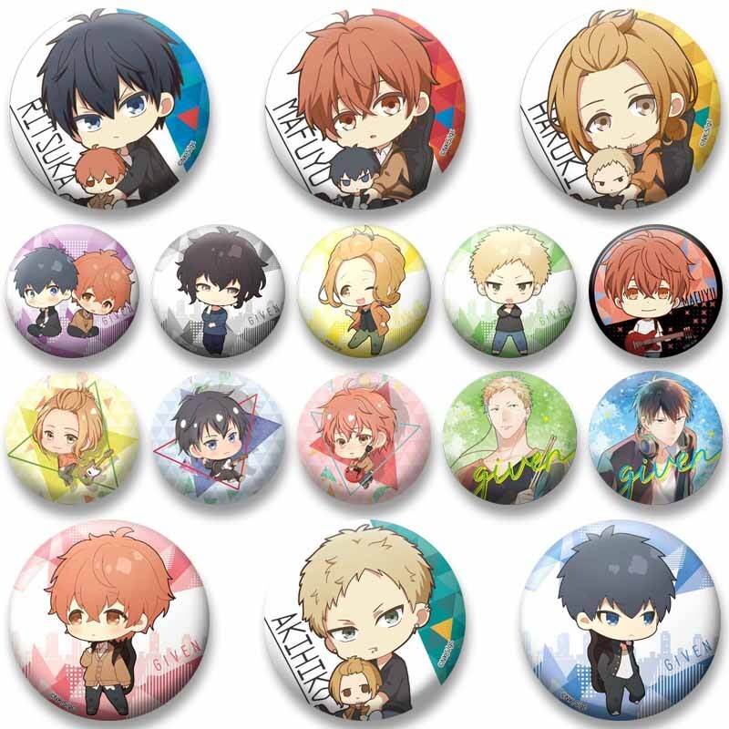 BL Manga G-GIVEN Chân Mafuyu Ritsuka Haruhi Akihiko Huy Hiệu Hoạt Hình Tròn Anime Thổ Cẩm Ba Lô Mũ P