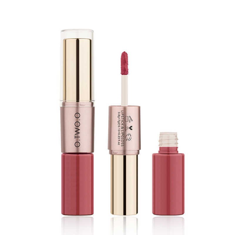 O.TWO.O Son bóng hai đầu Matte Lip Gloss Giữ không phai màu Hai trong Một Velvet Cắn Lip Bán trực ti