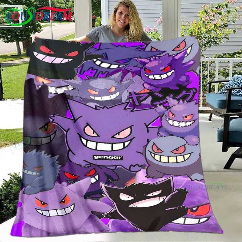 Thời Trang Dễ Thương Họa Tiết Gengar Ngôi Sao Flannel Mỏng Di Động Nhà Du Lịch Tắt Lh Phá Chăn Quà T