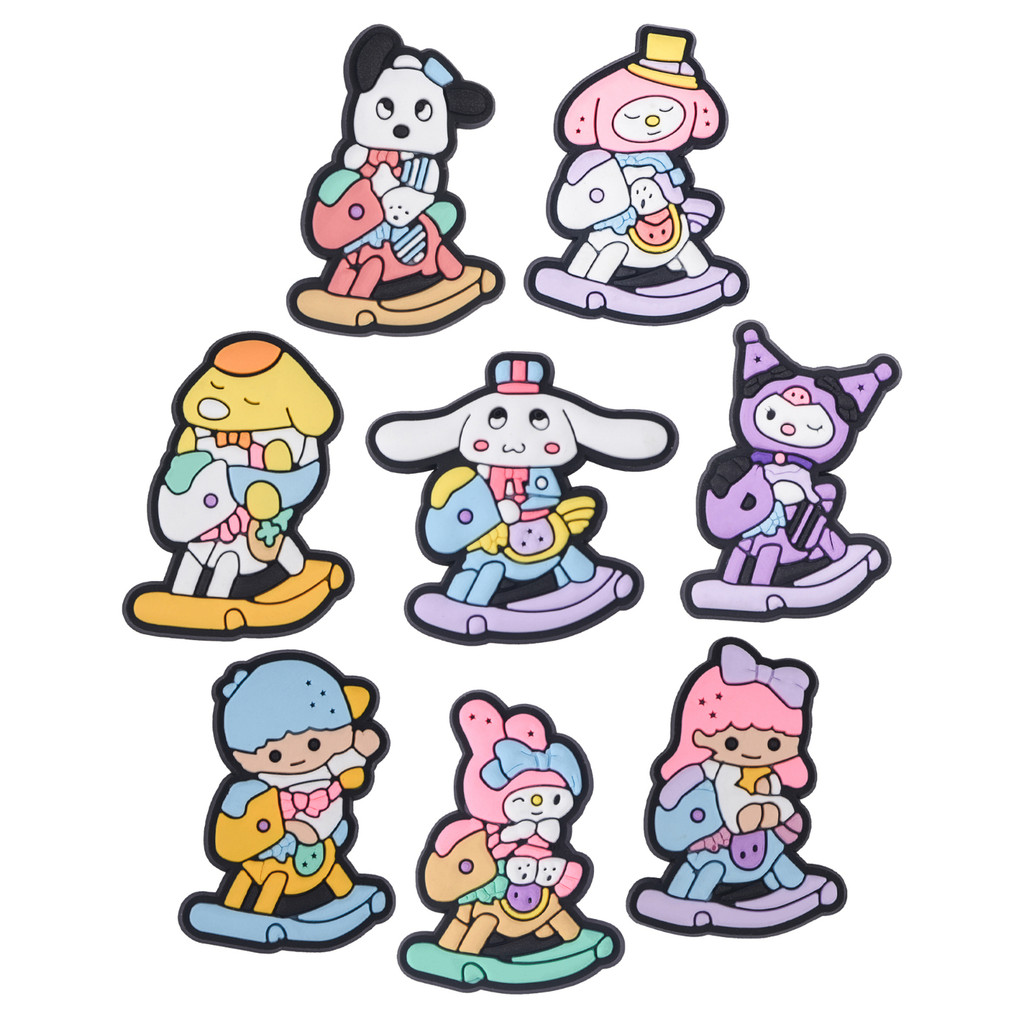 Giày PVC hoạt hình siêu dễ thương Phụ kiện hoa-Sanrio Gemini Kuromi Melody Cinnamon Dog Rocking Tran