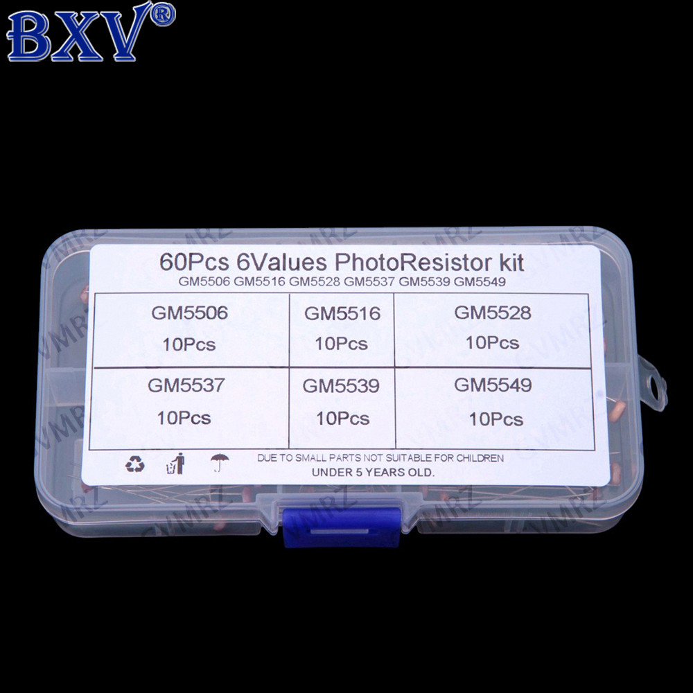 Bộ dụng cụ quang điện dòng GL55 60 CÁI - Hỗn hợp 10 giá trị (GL5506-GL5549) Hộp phân loại cảm biến á