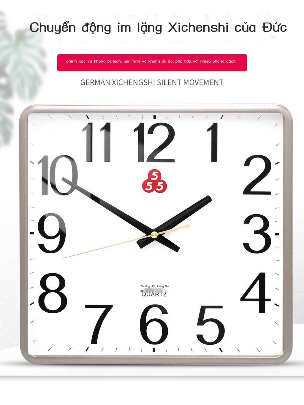 Đồng thạch anh Shanghai 555, thương hiệu Sanwu, phòng khách, mẫu mới 2025, đồng hồ treo tường gia đ