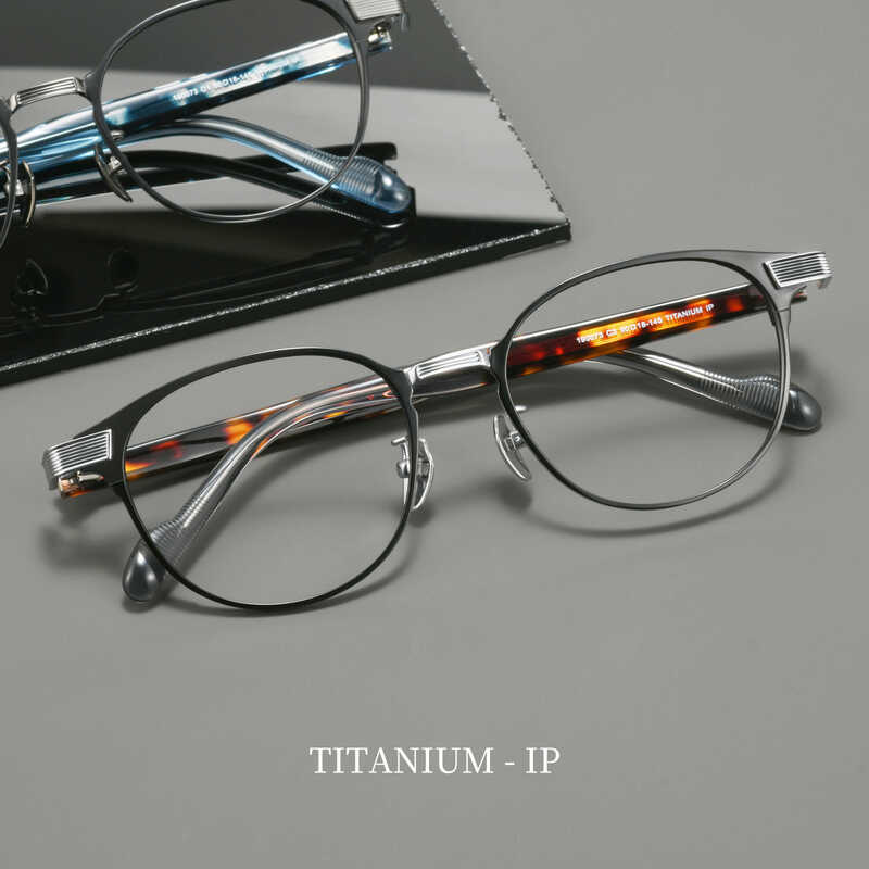Phong Cách Nhật Bản Thoải Mái Ngược R Bản Lề Chất Lượng Cao Full Titan Khung Retro Acetate Titan Khu