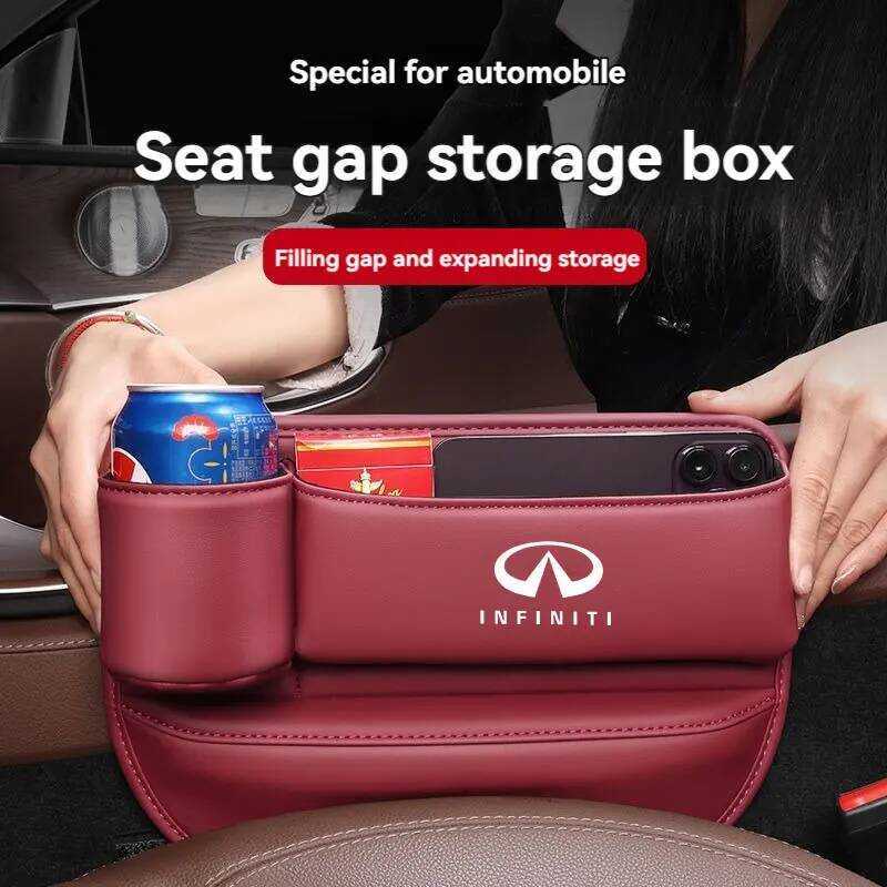 Đa Năng Da Ghế Ô Tô Hộp Sắp Xếp Khoảng Cách Có Giá Đỡ Cốc Cho Infiniti Q50 G37 FX35 Q30 ESQ QX50 QX6