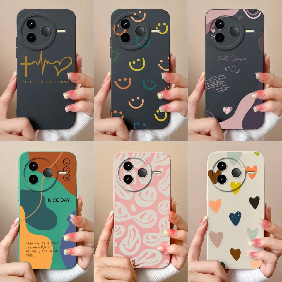 Dành Cho Xiaomi Redmi K80 K80 Pro Ốp Lưng Nụ Cười Thời Trang Silicon Mềm Chống Sốc Ốp Lưng Cho K80 P