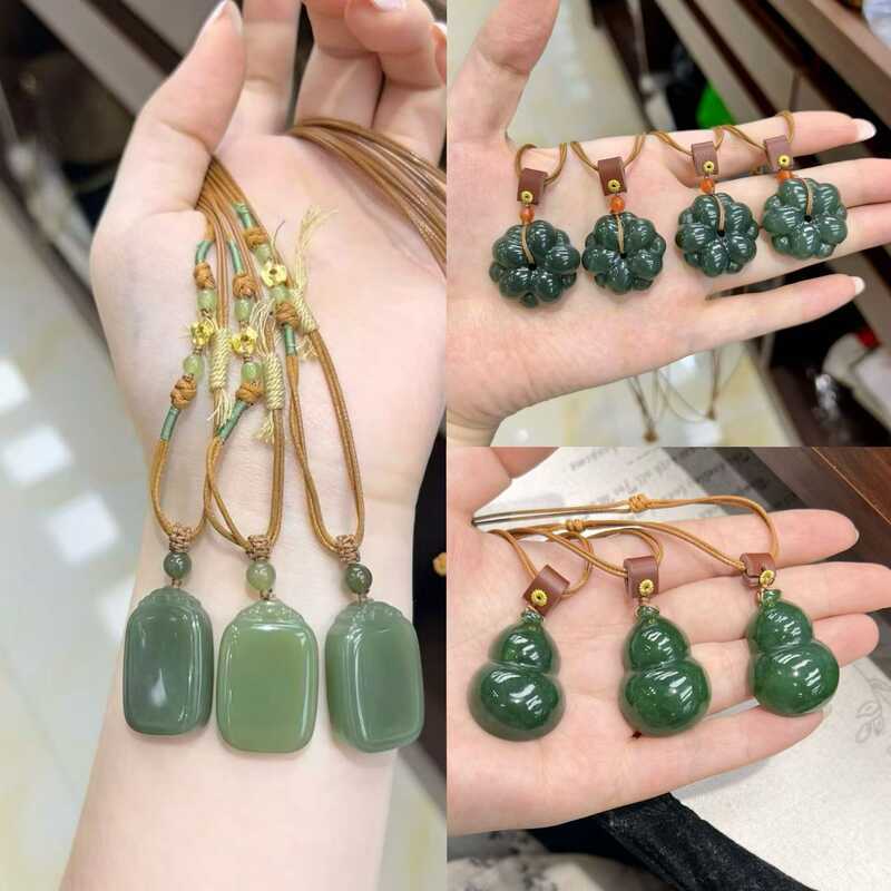 Tự Nhiên Hetian Ngọc Jasper Bầu Mặt Dây Chuyền Hetian Ngọc Wuwu Thương Hiệu An Toàn Hetian Ngọc Nắng