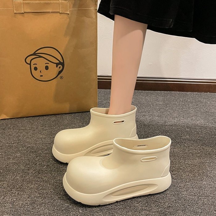 Korean Style Rain Boots For Women, Fashionable And Simple Short-tube Rubber Shoes, Low-top Water