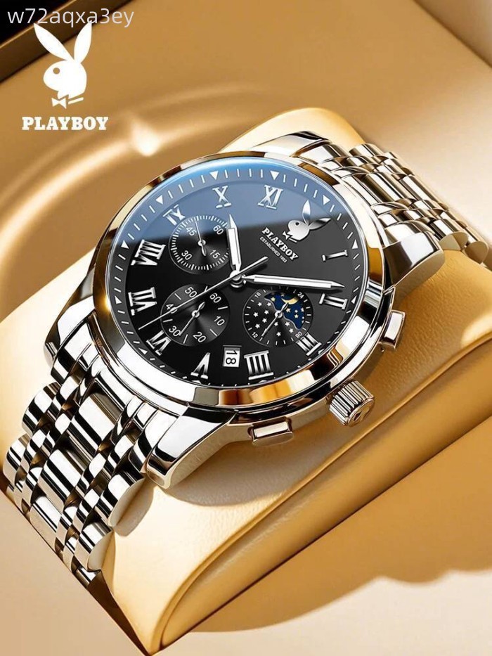 [Ảnh thật/Video] Đồng nam Playboy chính hãng, mẫu mới, đồng hồ điện tử quartz chống nước phát sáng,