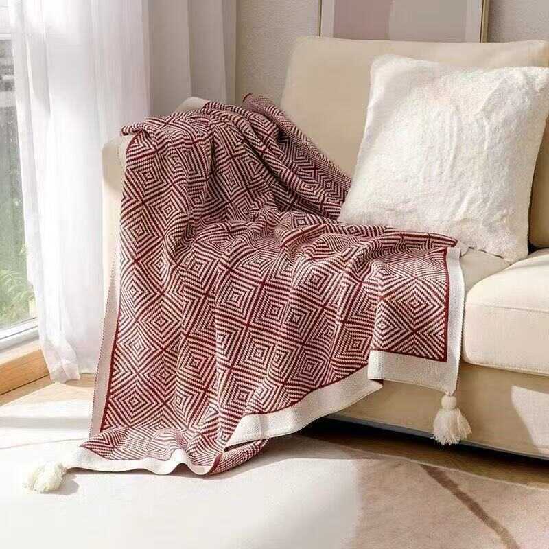 Ngủ Chăn Sofa Chăn Điều Hòa Không Khí Chăn Bohemian Chăn Sofa Chăn Hình Học Dệt Kim Đơn Siêu Mềm Chă