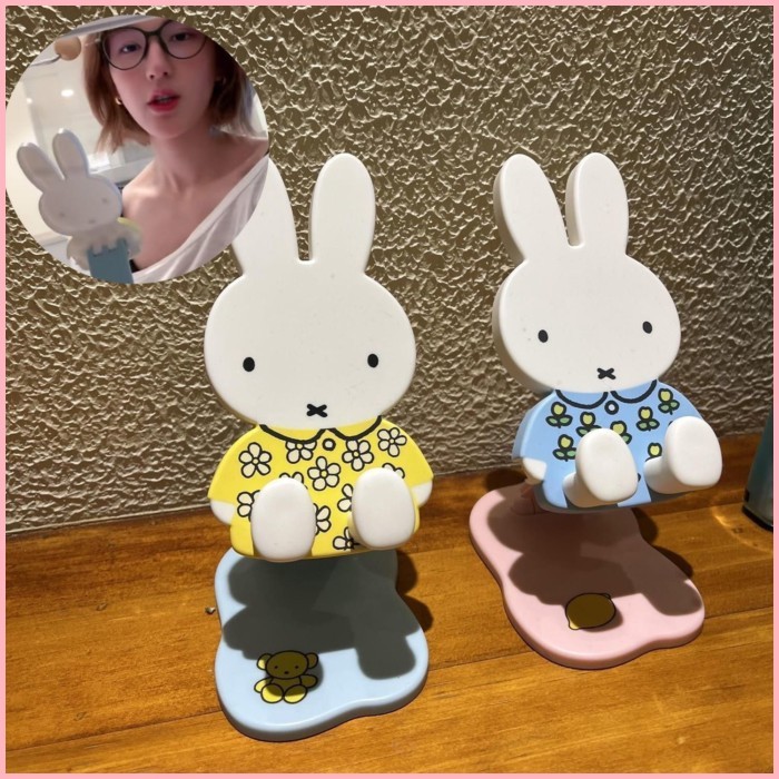 Ruth Miffy Miffy Thỏ Giá Đỡ Điện Thoại Di Động Miffy Thỏ Trang Trí Phòng Máy Tính Để Bàn Gấp Có Thể 