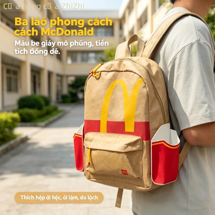 🔥CÓ SẴN🔥 Ba lô du lịch hạn chế khoai tây lớn ngoại vi lớn của McDonald's mới ba lô du lịch nhẹ sứ