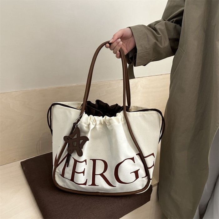 Túi tote MERGE, túi xách nữ dung tích lớn, túi vải đeo vai kiểu dáng lười, túi xách đi làm đa năng
