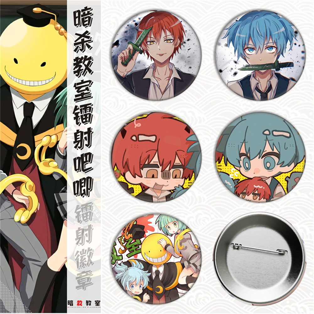 58mm Anime Ám Sát Lớp Học Korosensei Shiota Nagisa Cosplay COTUME Huy Hiệu Pin SPTE Tinplate Trâm Ch