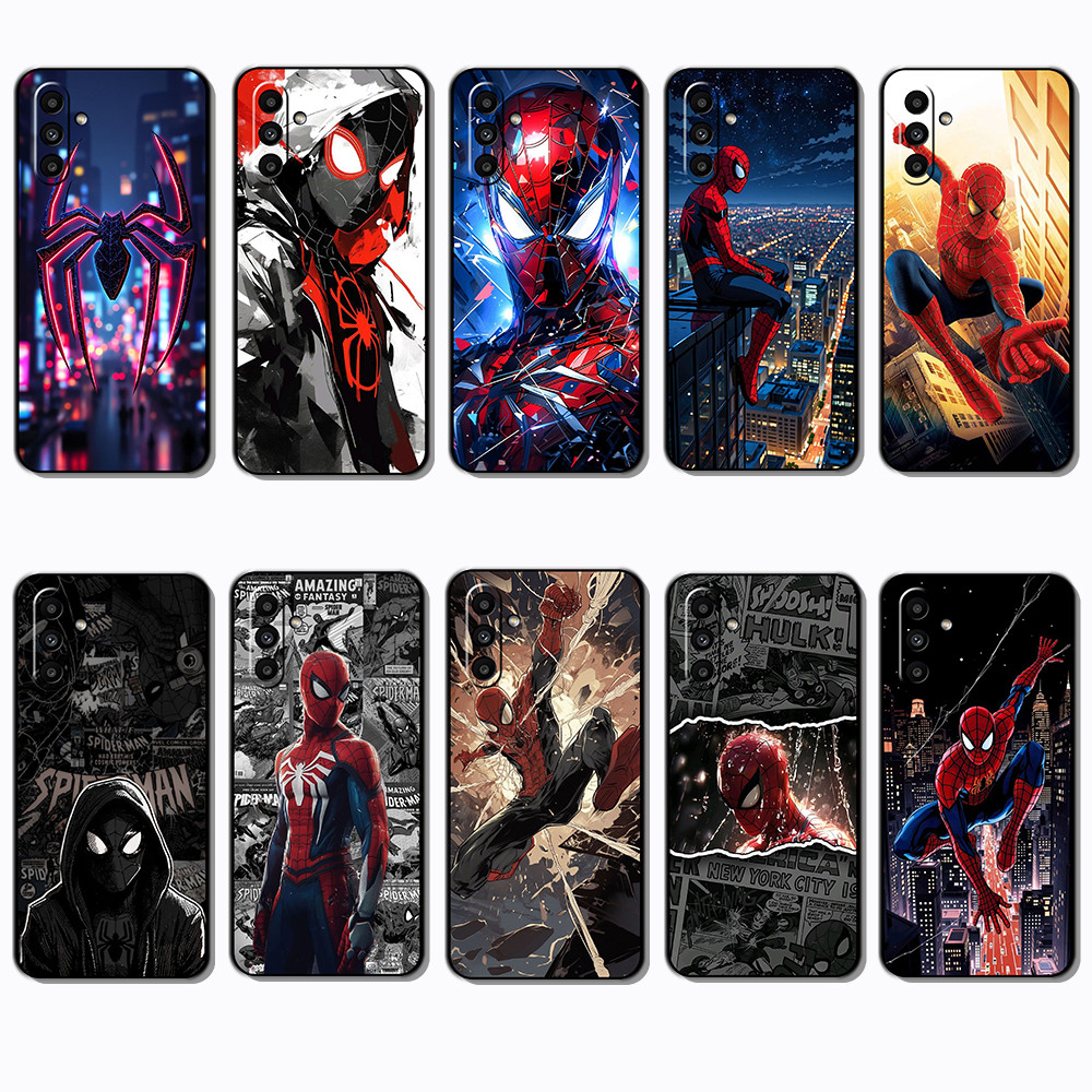 Ốp điện thoại màu đen mềm cho Samsung S21 S23 S24 FE Plus Ultra Spiderman Marvel Cover