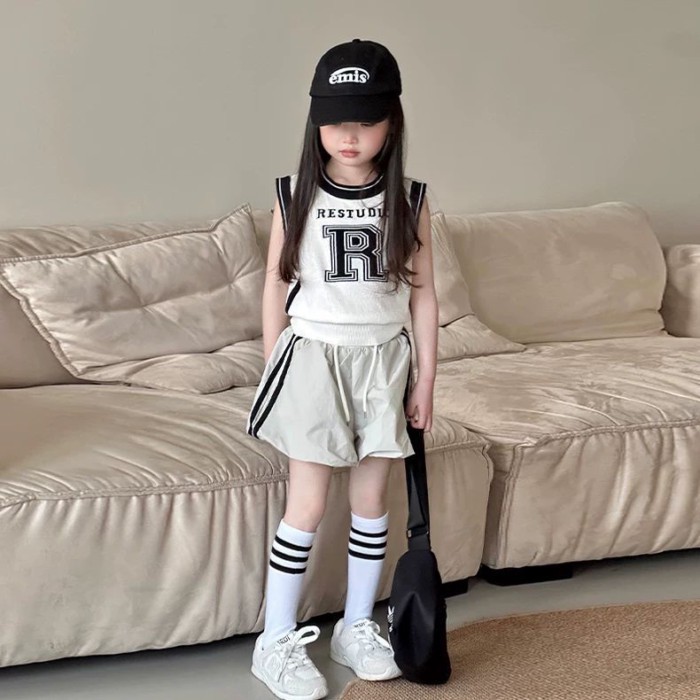 Bé Gái Bộ Đồ Mùa Hè New Girl Phố Bộ Đồ Mùa Hè Áo Vest Phong Cách Phương Tây Thời Trang Quần S