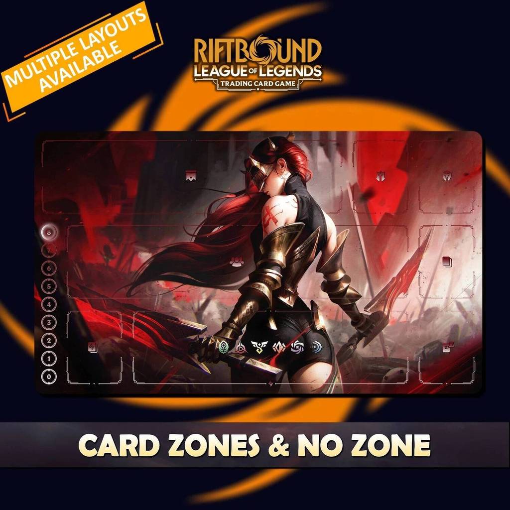Playmat Katarina Riftbound TCG Stitched Edges Free Bag Bao gồm