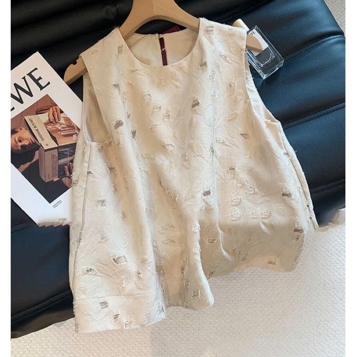 Exquisite Heavy Industry Sleeveless Top Women's Shirt Fashionable And Versatile Tea Break Shi