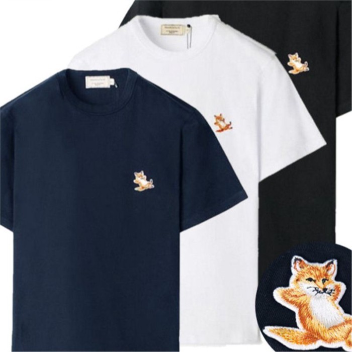 Maison Kitsune Hàng có sẵn Lười Chillax Fox Dành Cho Nam Nữ Cotton Tay Ngắn Laz
