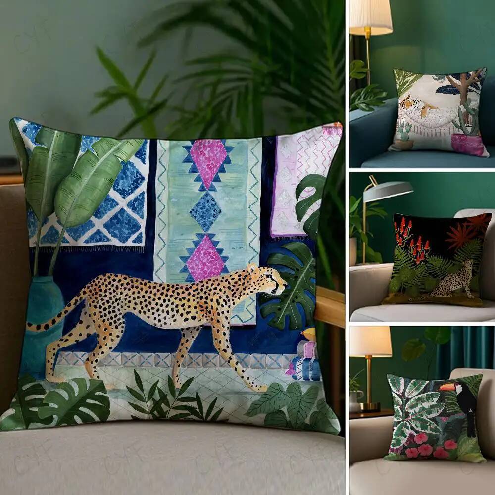 Cheetah Llama Leopard Jungle Gối Lông Cừu Chải In Hình Tùy Chỉnh, Cảm Ứng Da Cho Bé, Thân Thiện Với 