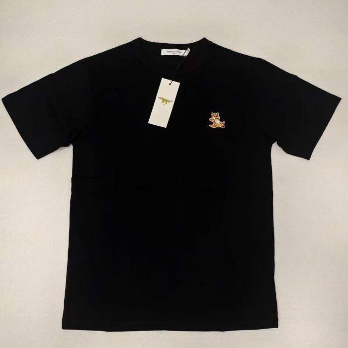 Maison Kitsune Putian Nguyên Bản Đúc Đa Năng Pháp Cáo Nhỏ Nam Nữ Thêu Tay Ngắn Thoáng Khí T-s