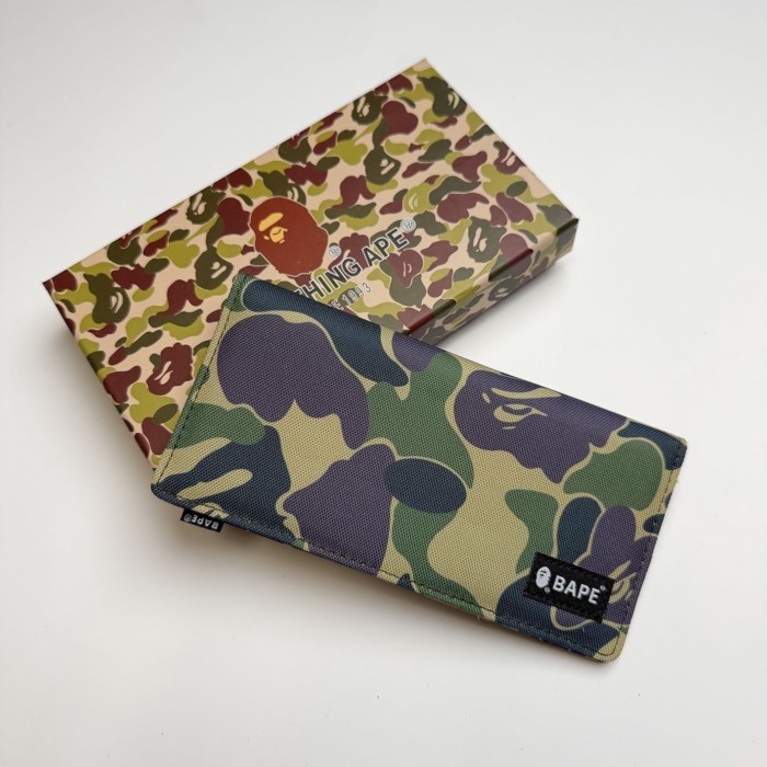 BAPE Ngụy Trang Ví Dài Nam Nữ Hợp Thời Trang Ví Vải Nhiều Khe Cắm Thẻ Túi Ly Hợp Ví Đựng Tiền Xu