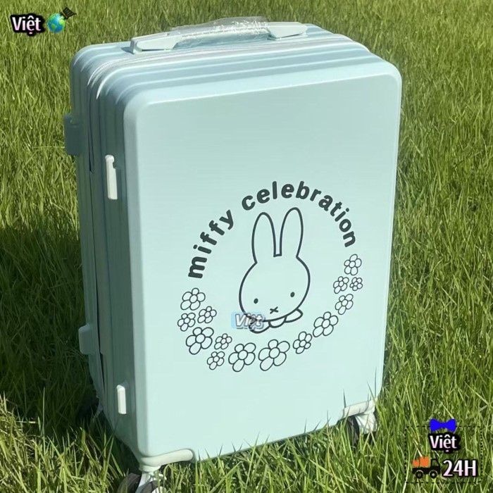 『CUPON』Mi ffy thỏ họa tiết nhẹ xe đẩy vali bạc hà tươi vali thời trang và dễ thương cho bé gái 2026