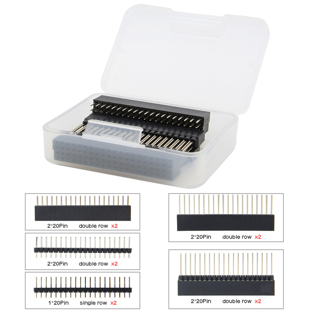 8 CÁI GPIO 2 * 20 Pin Nữ Header Kit, 40P Xếp Chồng Đầu Nữ Cho Raspberry Pi 4 Model B / 3B + / 3B / 2
