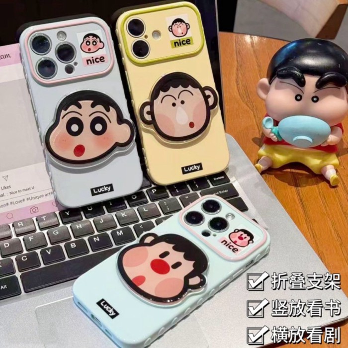 Phim Hoạt Hình Dễ Thương Shin-Chan Fat Tiger Dumb Bracket Apple 17 / 16 / 15 Vỏ Điện Thoại Trái Tim 