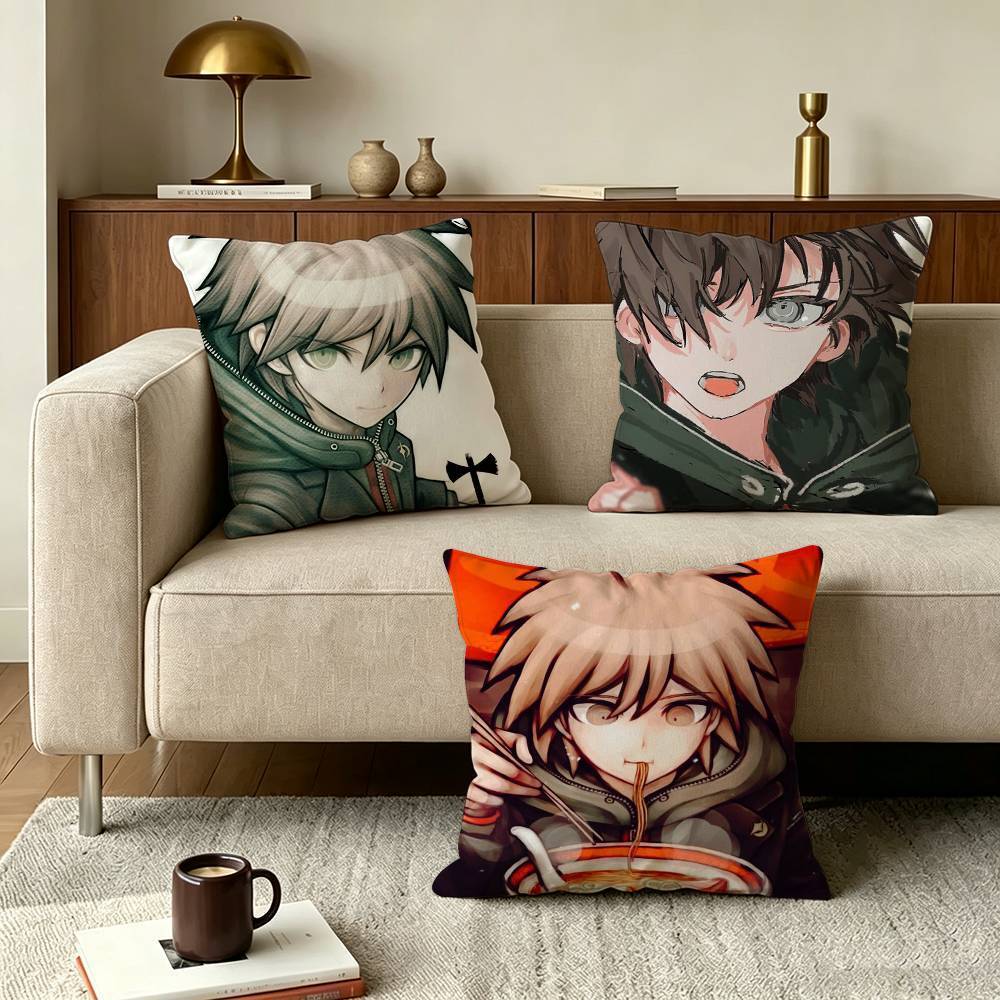 D-Danganonpa Makoto Naegi Gối Vuông Hai Mặt Sofa Đệm Phòng Ngủ Gối Đầu Giường
