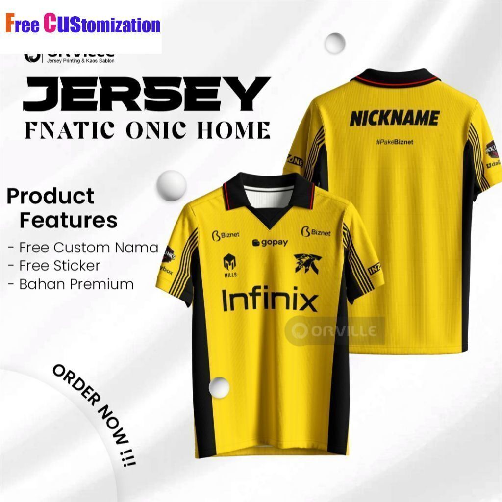 FNATIC ONIC MỚI MSC MPL S14 JERSEY / MIỄN PHÍ NICKNAME & ONIC STICKER Jersey Tên tùy chỉnh Áo Jersey