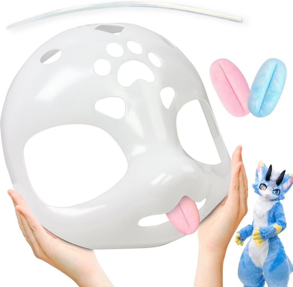 Fursuit Head Base Furry Mask 9 ", Phụ kiện lông thú in 3D Therian Gear Quà tặng DIY cho Cosplay Kawa